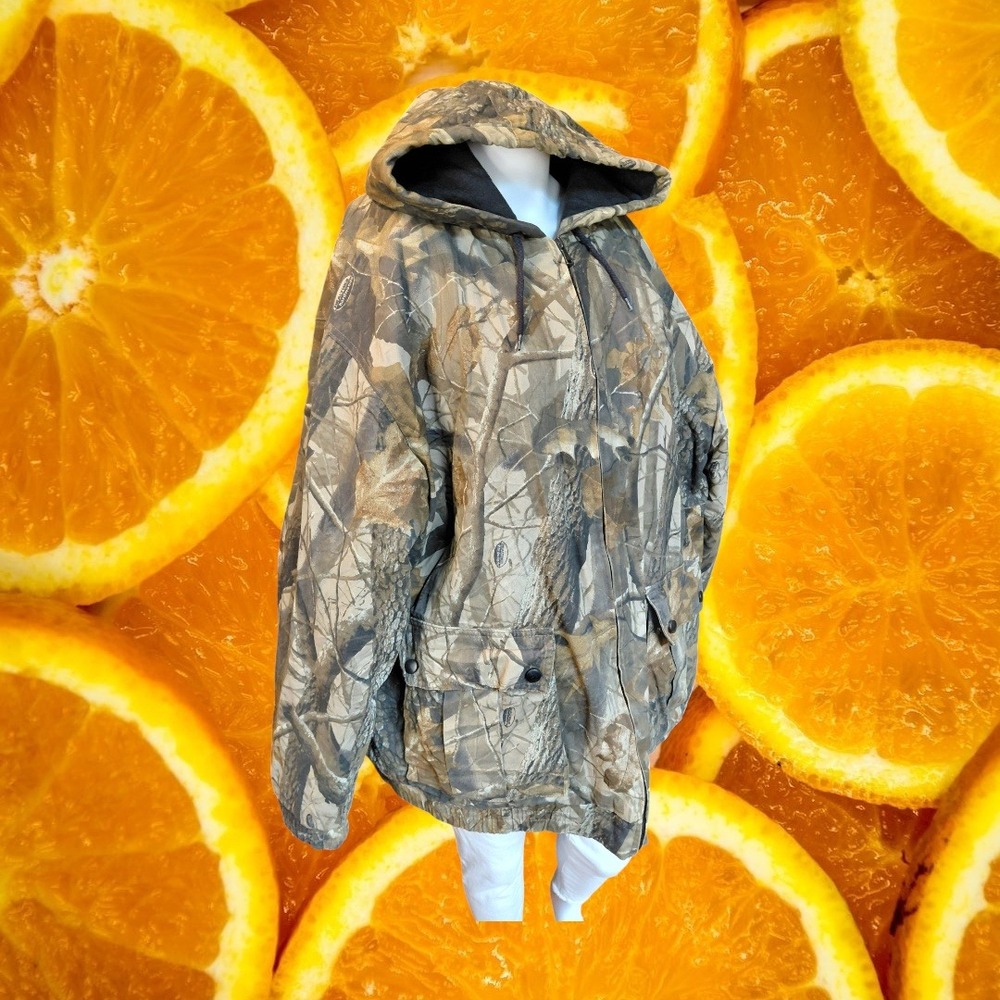 Outfitters Ridge Mens XL Realtree Hardwoods Camo Hooded Jacket Full Zip Hunting